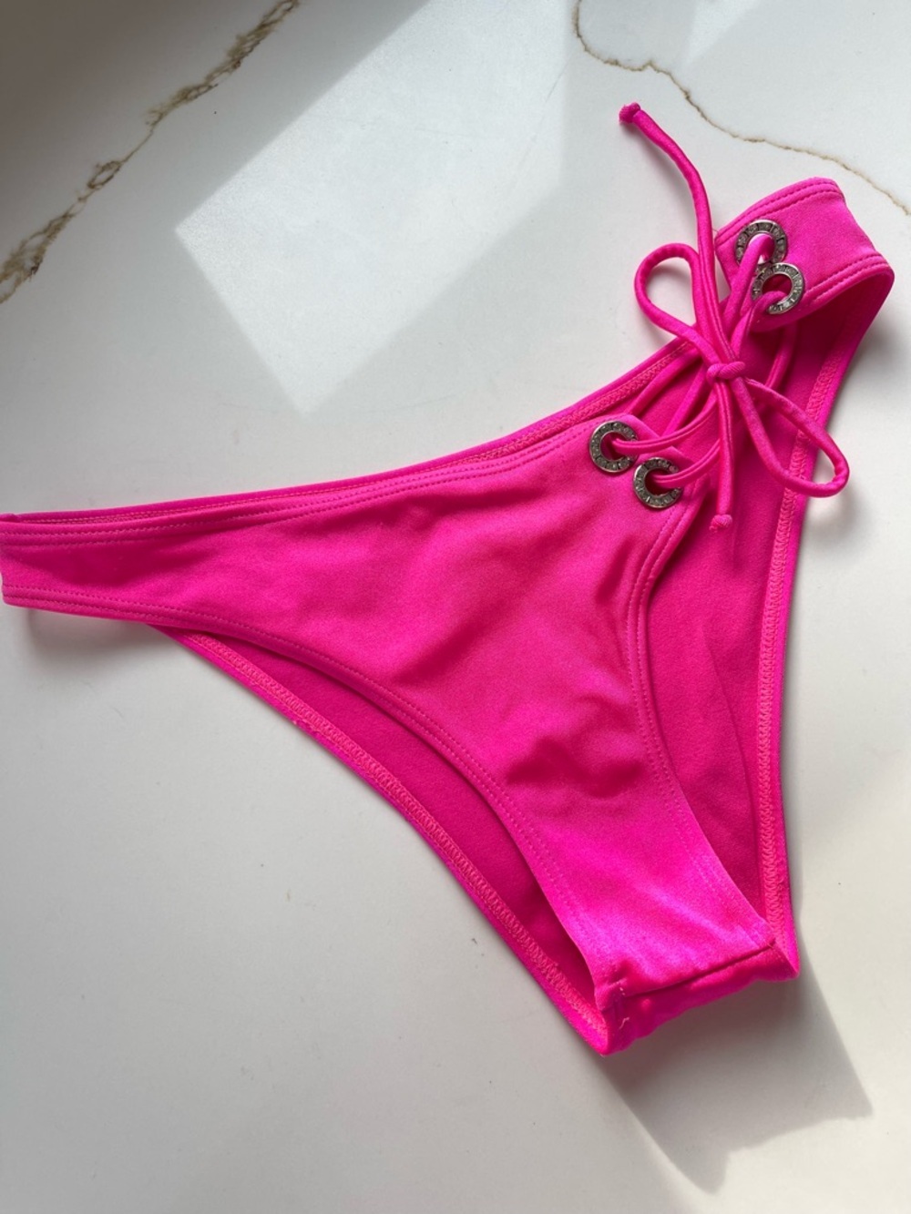 Fredrick’s of Hollywood Hot Pink Lace-Up Women’s Swim Bottom XS